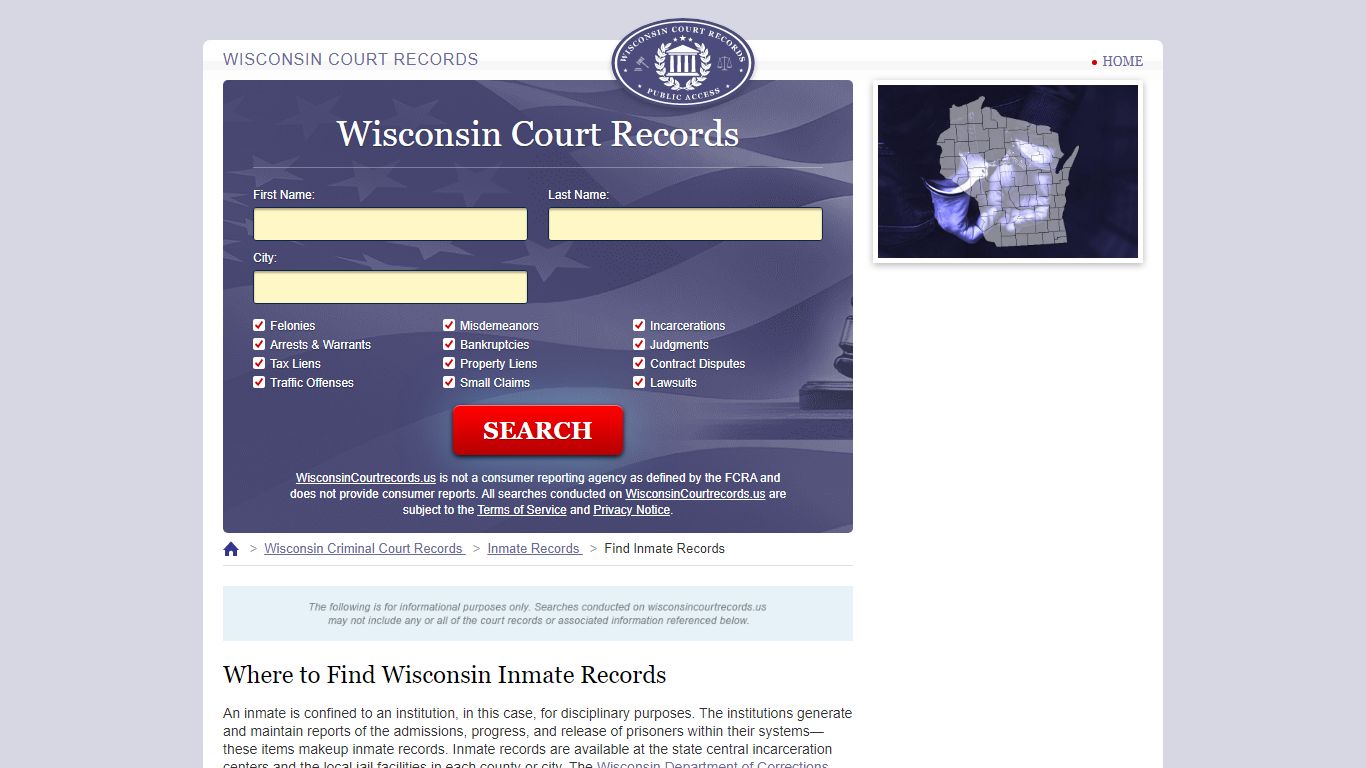 Wisconsin Inmate Search | WisconsinCourtRecords.us